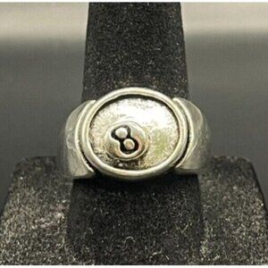 Vintage Estate Antique Silver Tone 8 Ball Ring - Size 7.5